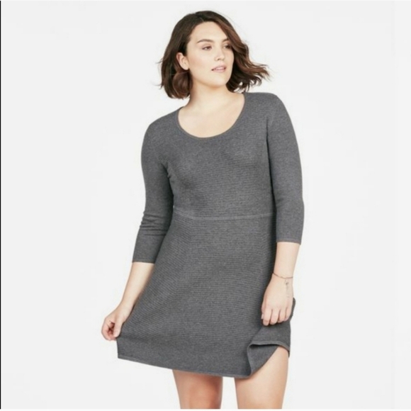 Justfab Textured Fit and Flare Grey Dress Size 2X - Picture 1 of 3